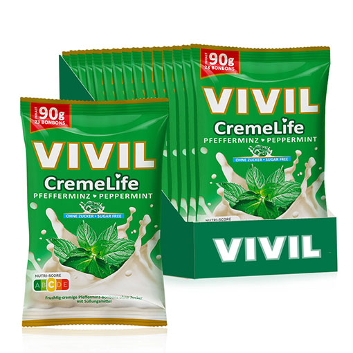 VIVIL Creme Life Pfefferminz Bonbonverpackung