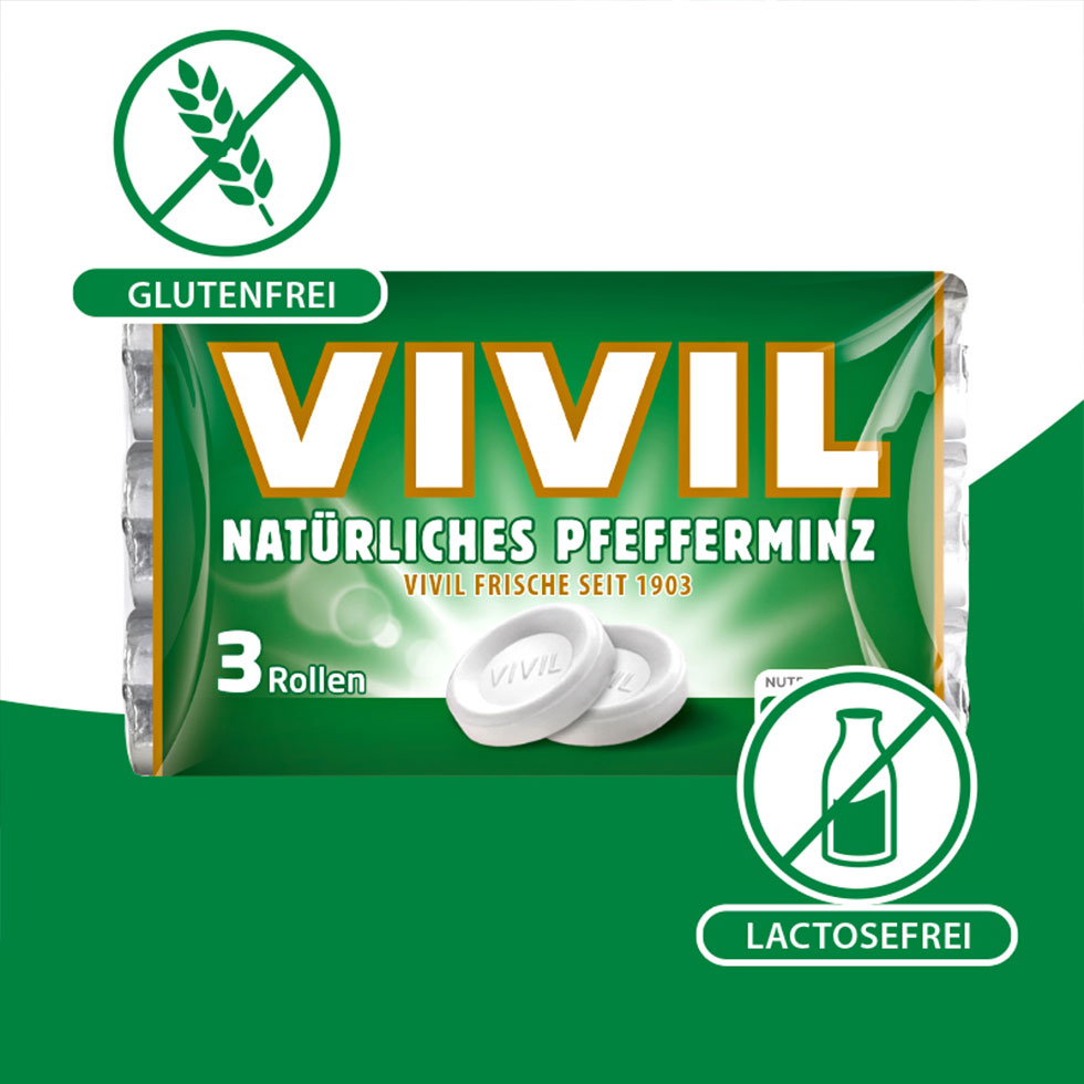 VIVIL Natürliches Pfefferminz Pastillen | 3er Pack