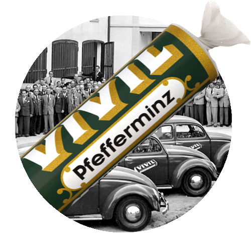 Altes Schwarz-Weiß Bild mit alter Pfefferminzrolle