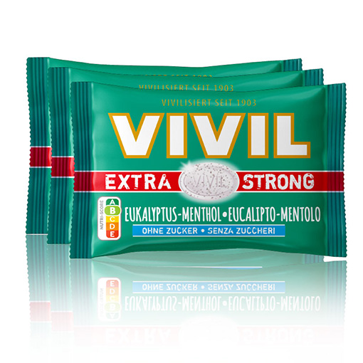 VIVIL Extra Strong Eukalyptus-Menthol ohne Zucker | 3er Pack