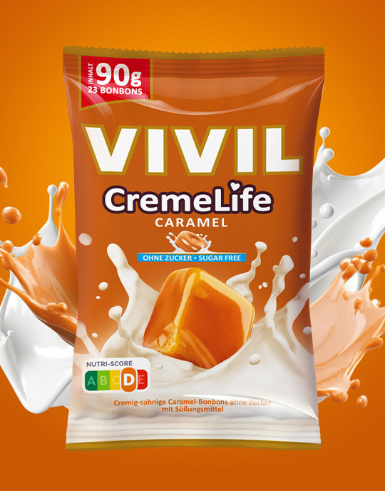 Produktinszenierung Creme Life Caramel mit Milchsplash