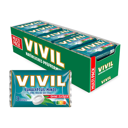VIVIL Eukalyptus-Minze Pastille ohne Zucker | 20 x 3er Pack