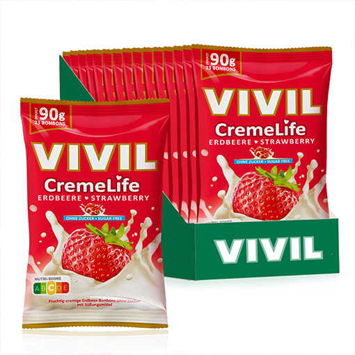 VIVIL Creme Life Erdbeere Bonbonverpackung