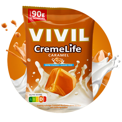 Bonbonbeutel Creme Life Caramel mit Milchsplash