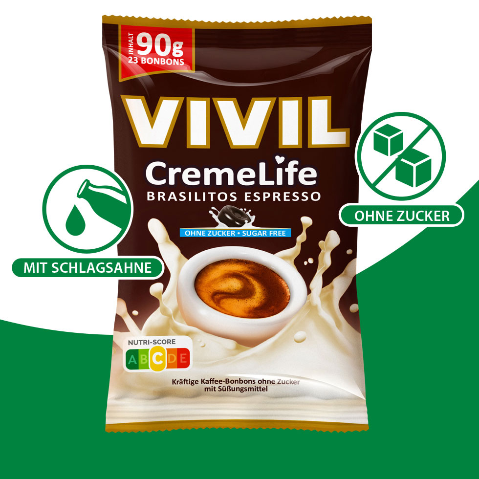 VIVIL Creme Life Brasilitos Bonbonverpackung mit Benefiticons