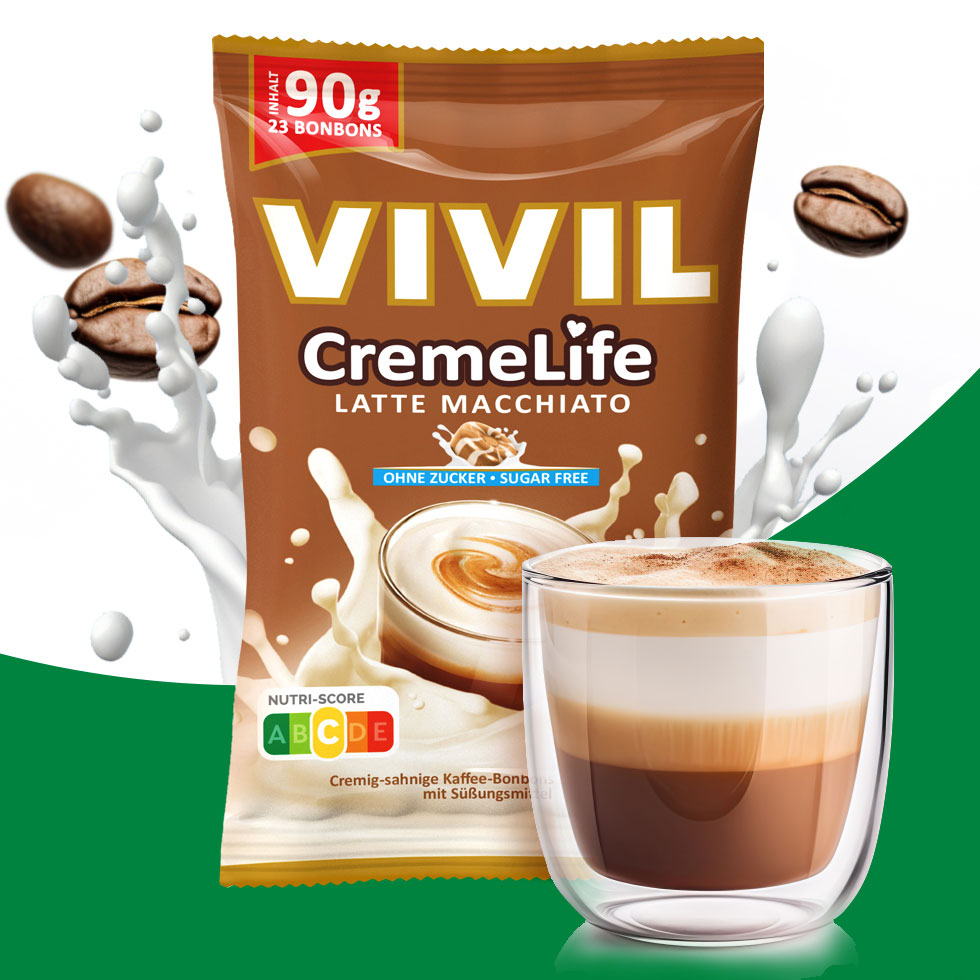 VIVIL Creme Life Latte Macchiato Bonbonverpackung mit Zutaten