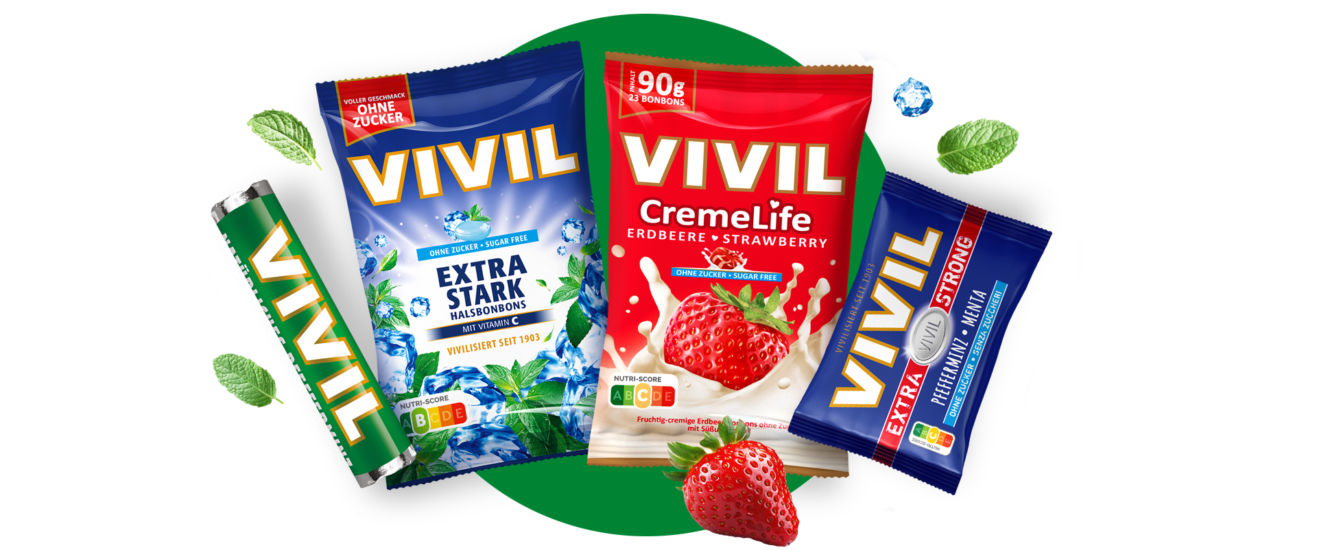 Produktpalette von VIVIL abgebildet in vier Produkten